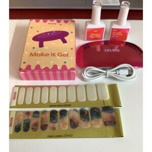 Semi Cured Gel Nail Strips, Creamy Pink Portable UV LED Nail Lamp for Semi Cured